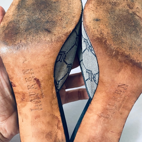 Ralph Lauren Beige Patterned Mules - Picture 8 of 10